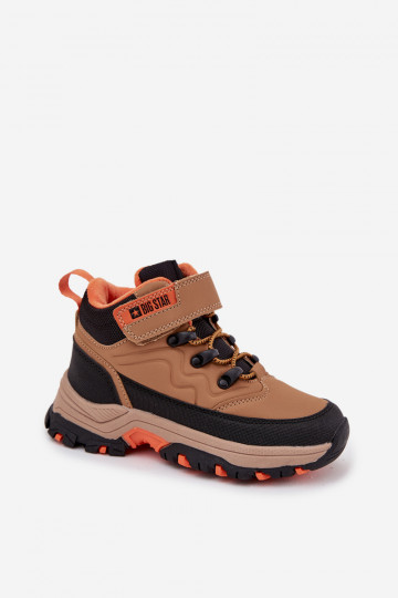 sapato Botas de neve Infantil com fixadores adesivos Big Star SS374012 cor marrom