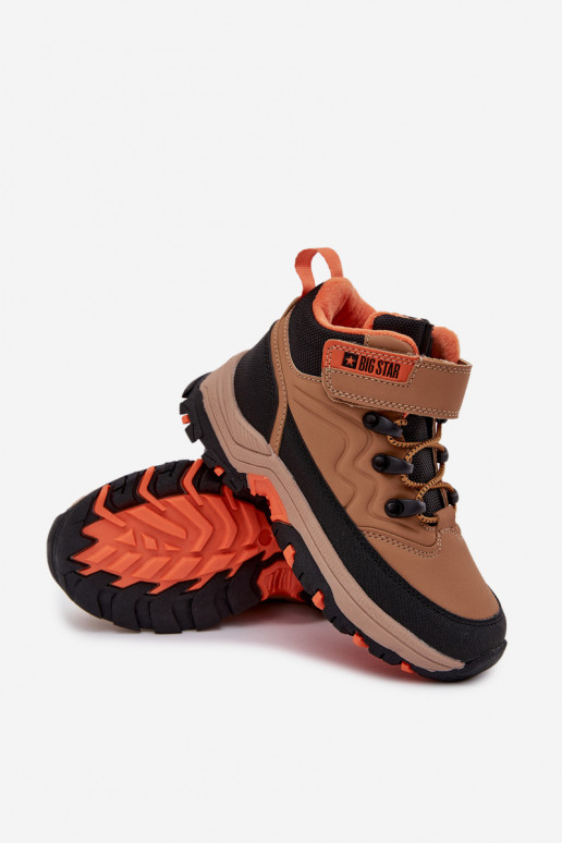 sapato Botas de neve Infantil com fixadores adesivos Big Star SS374012 cor marrom