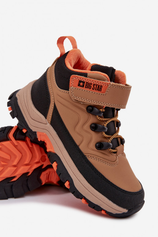 sapato Botas de neve Infantil com fixadores adesivos Big Star SS374012 cor marrom