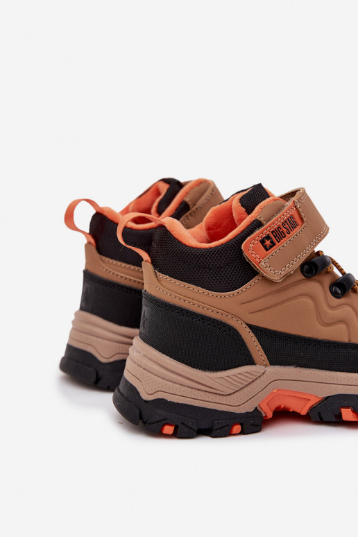 sapato Botas de neve Infantil com fixadores adesivos Big Star SS374012 cor marrom