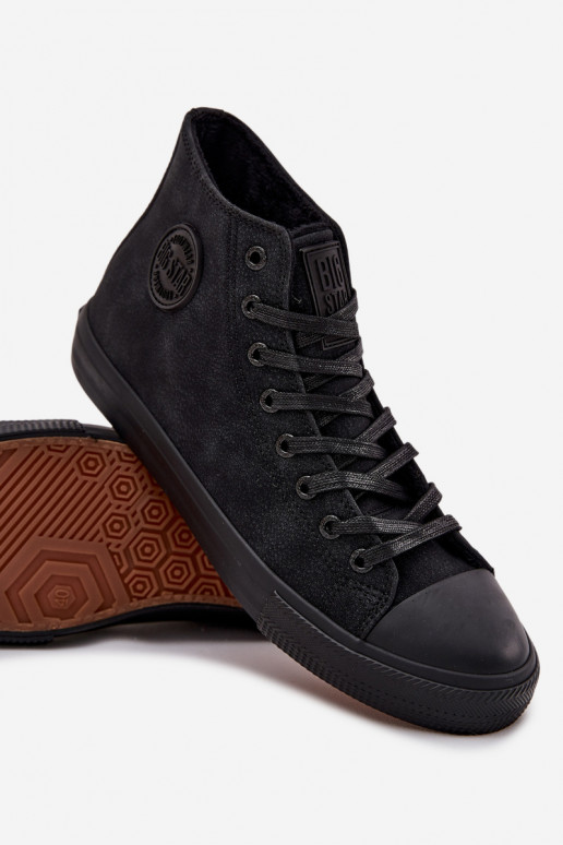 Sapatos casuais masculinos aquecimento de couro ecológico Big Star OO174247 HI-POLY SYSTEM cor preta