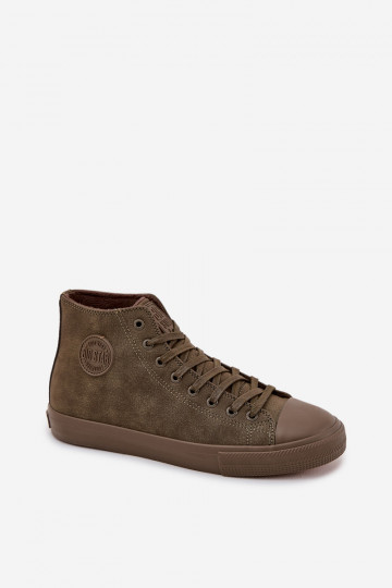 Sapatos casuais masculinos aquecimento de couro ecológico Big Star OO174250 HI-POLY SYSTEM cor cáqui