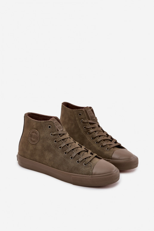 Sapatos casuais masculinos aquecimento de couro ecológico Big Star OO174250 HI-POLY SYSTEM cor cáqui