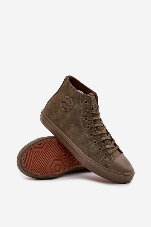 Sapatos casuais masculinos aquecimento de couro ecológico Big Star OO174250 HI-POLY SYSTEM cor cáqui