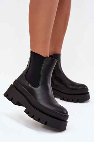 aquecimento botas elegantes Feminino com uma plataforma cor preta Ismira 2