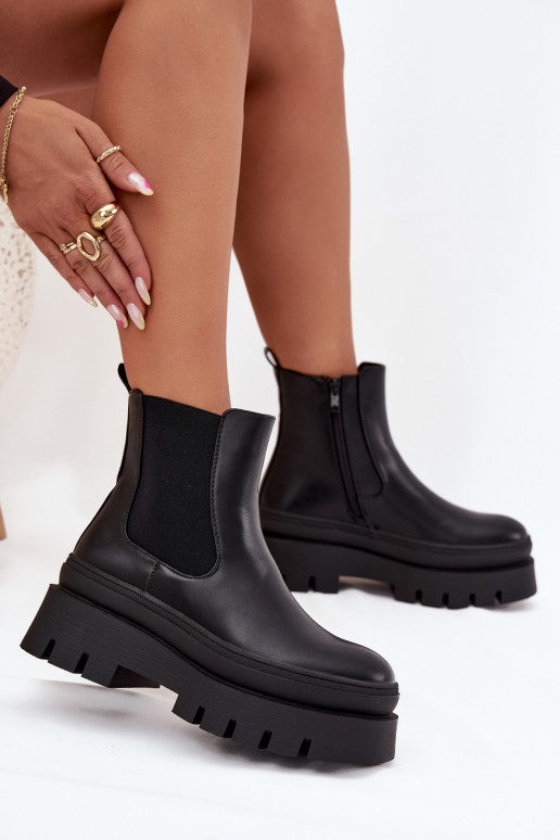aquecimento botas elegantes Feminino com uma plataforma cor preta Ismira aquecimento botas elegantes Feminino com uma plataforma cor preta Ismira