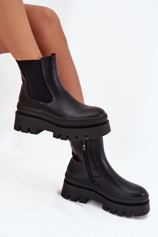 aquecimento botas elegantes Feminino com uma plataforma cor preta Ismira aquecimento botas elegantes Feminino com uma plataforma cor preta Ismira