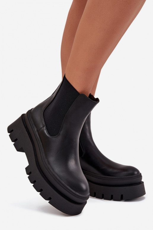 aquecimento botas elegantes Feminino com uma plataforma cor preta Ismira aquecimento botas elegantes Feminino com uma plataforma cor preta Ismira