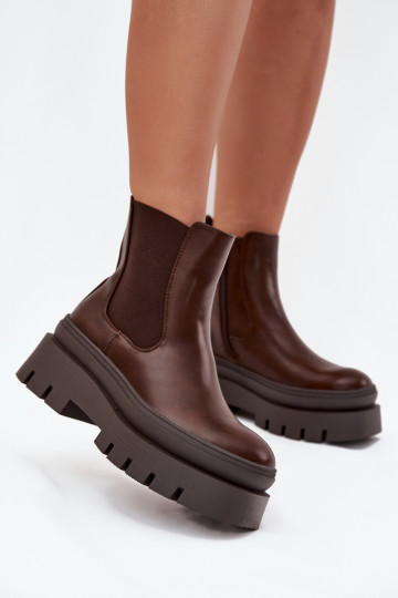 aquecimento botas elegantes Feminino com uma plataforma CzekoladoParae Ismira