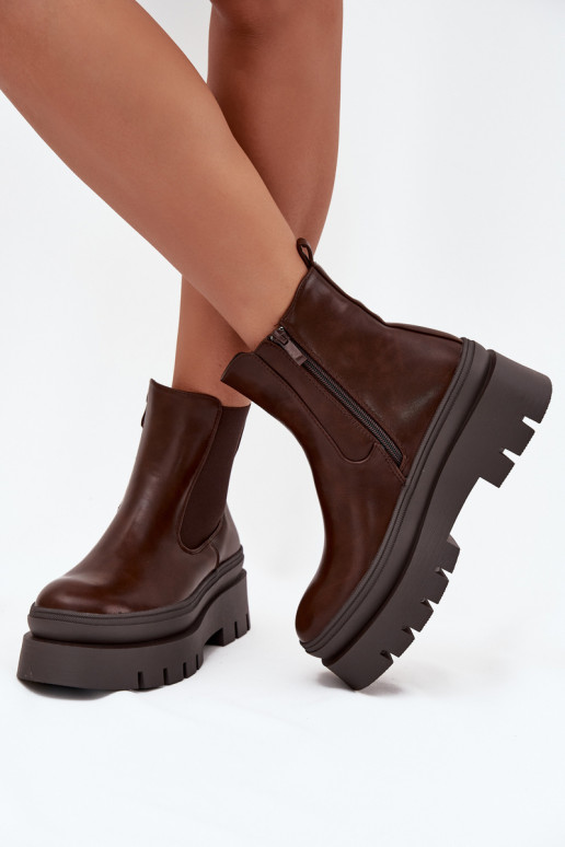 aquecimento botas elegantes Feminino com uma plataforma CzekoladoParae Ismira