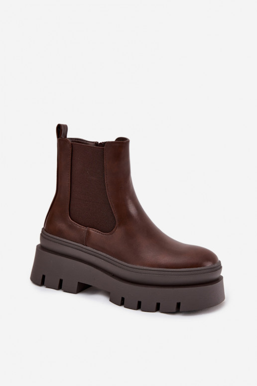 aquecimento botas elegantes Feminino com uma plataforma CzekoladoParae Ismira