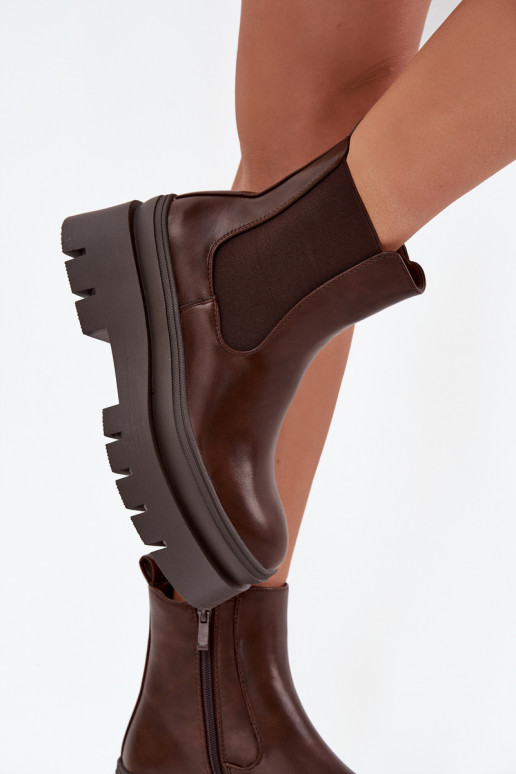 aquecimento botas elegantes Feminino com uma plataforma CzekoladoParae Ismira