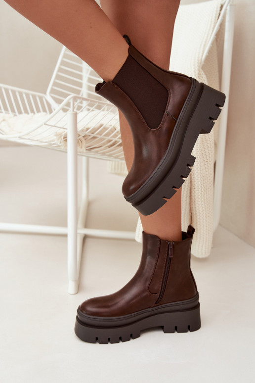 aquecimento botas elegantes Feminino com uma plataforma CzekoladoParae Ismira