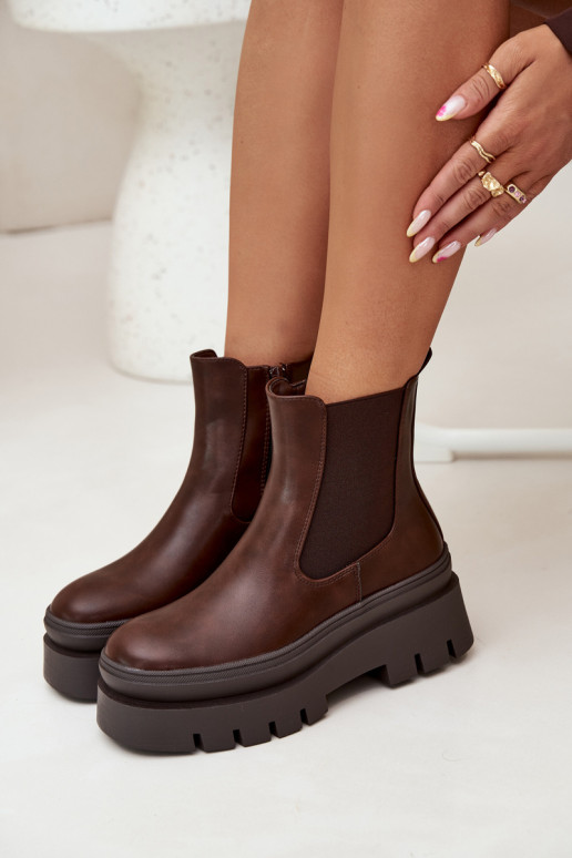 aquecimento botas elegantes Feminino com uma plataforma CzekoladoParae Ismira