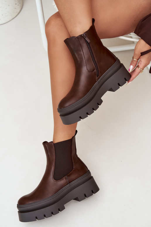 aquecimento botas elegantes Feminino com uma plataforma CzekoladoParae Ismira