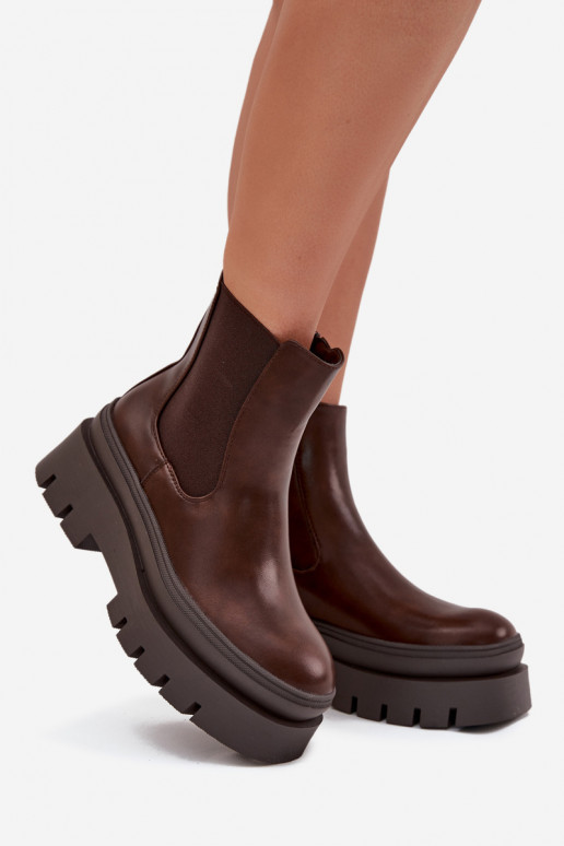 aquecimento botas elegantes Feminino com uma plataforma CzekoladoParae Ismira