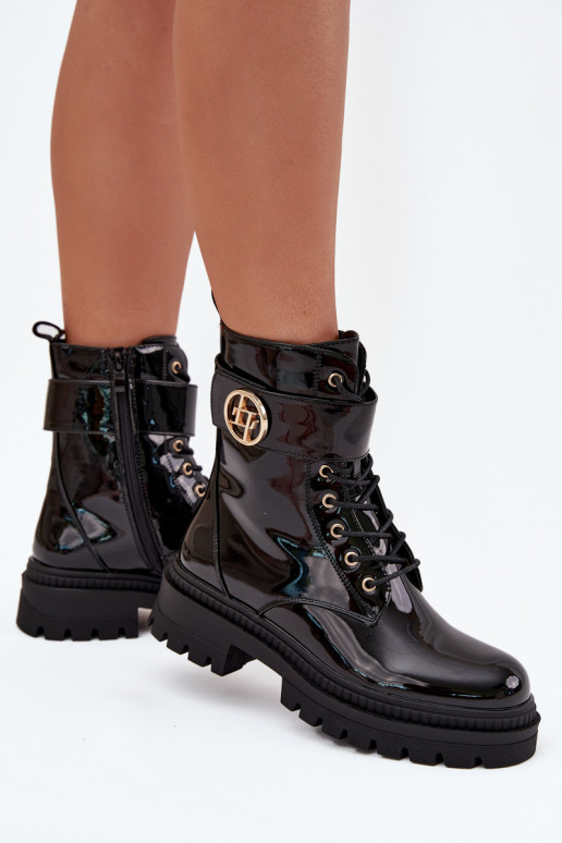 com efeito verniz Botins de trabalho Feminino Ze cor douradam Detalem aquecimento cor preta Fiorena com efeito verniz Botins de trabalho Feminino Ze cor douradam Detalem aquecimento cor preta Fiorena