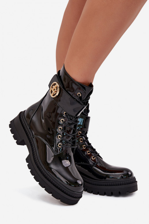 com efeito verniz Botins de trabalho Feminino Ze cor douradam Detalem aquecimento cor preta Fiorena com efeito verniz Botins de trabalho Feminino Ze cor douradam Detalem aquecimento cor preta Fiorena