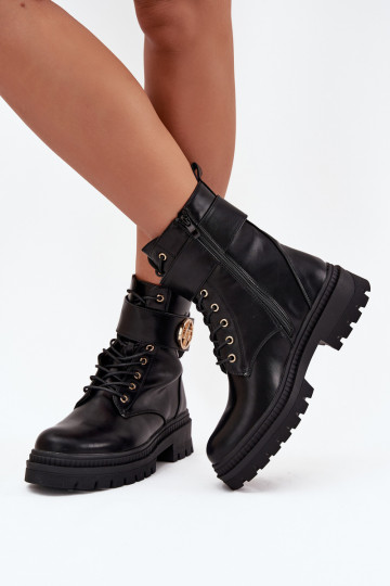 Botins de trabalho Feminino Ze cor douradam Detalem aquecimento cor preta Fiorena 2