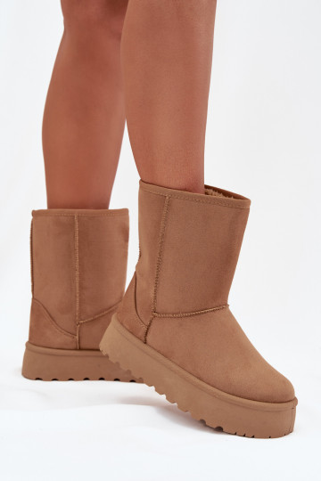 Botas femininas de neve com forro de pele na cor marrom Abrams 2