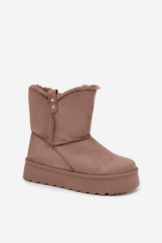 Feminino Botas de neve com uma plataforma com um casaco de pele bege Evelira Feminino Botas de neve com uma plataforma com um casaco de pele bege Evelira