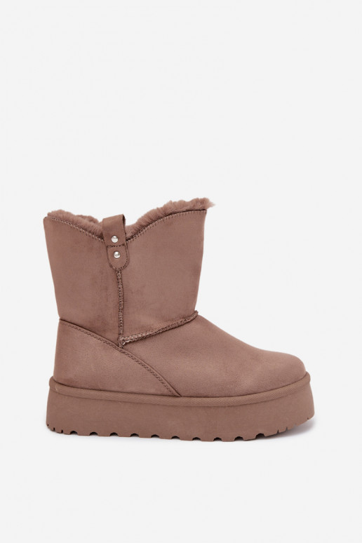 Feminino Botas de neve com uma plataforma com um casaco de pele bege Evelira Feminino Botas de neve com uma plataforma com um casaco de pele bege Evelira