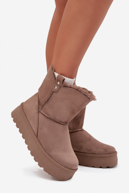 Feminino Botas de neve com uma plataforma com um casaco de pele bege Evelira Feminino Botas de neve com uma plataforma com um casaco de pele bege Evelira