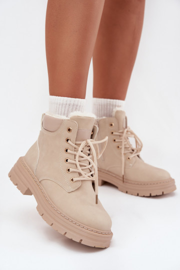 Botas femininas forradas com forro de pele por dentro de slip-on na cor marfim Tharika 2