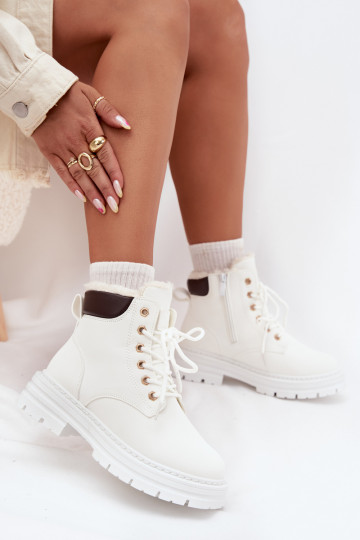 sapato Feminino aquecimento com pelo por dentro Casal o castelo cor branca Tharika