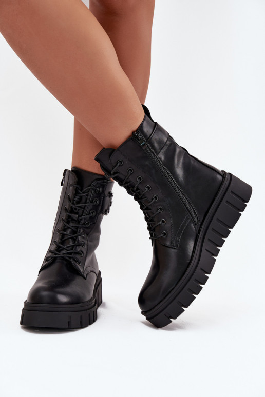 Botas femininas com uma plataforma Com decorações Detalem aquecimento cor preta Lyrana Botas femininas com uma plataforma Com decorações Detalem aquecimento cor preta Lyrana