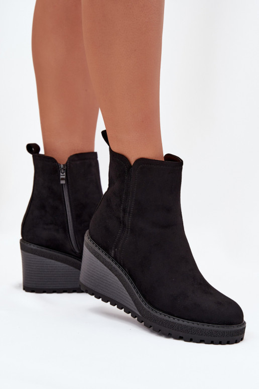 aquecimento Botas Em uma cunhade camurça ecológicau cor preta Tem que servona aquecimento Botas Em uma cunhade camurça ecológicau cor preta Tem que servona
