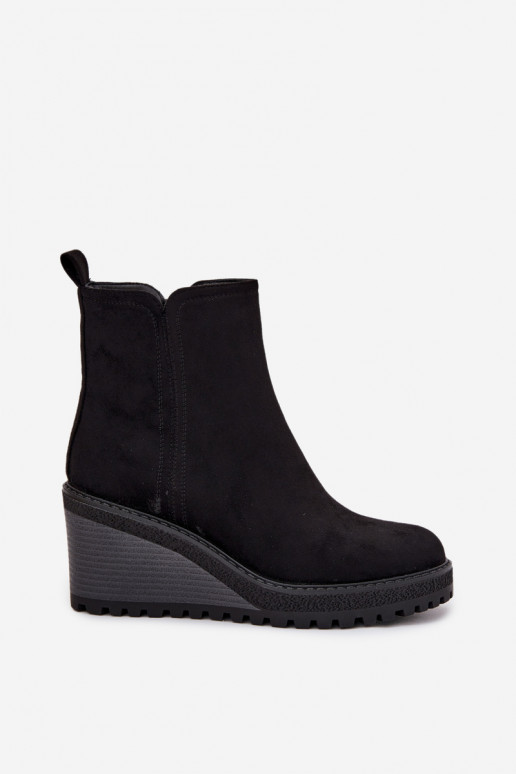 aquecimento Botas Em uma cunhade camurça ecológicau cor preta Tem que servona aquecimento Botas Em uma cunhade camurça ecológicau cor preta Tem que servona
