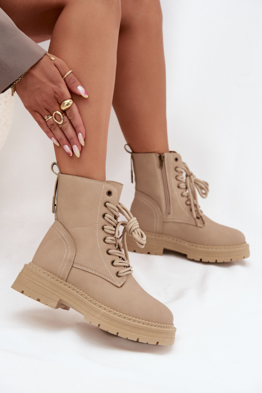 Feminino Botins de trabalho Casal o castelo bege Tirina