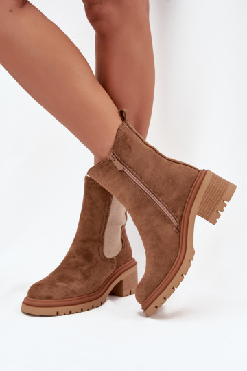 Botas femininas de cano curto forradas e elegantes cor areia Zoralia 2