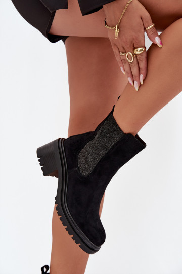 Botas femininas de cano curto forradas e elegantes cor preta Zoralia 2
