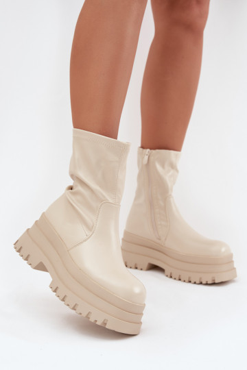 Botas com uma plataforma Eko Pele bege Kylira