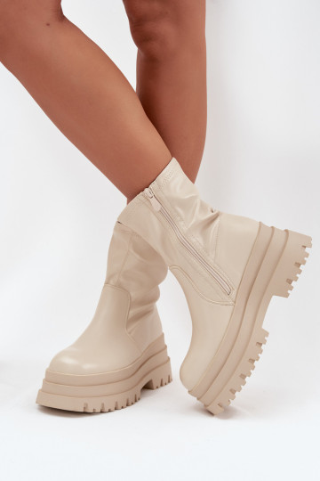 Botas com uma plataforma Eko Pele bege Kylira 2