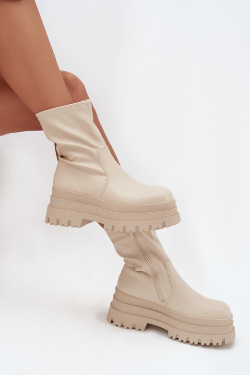 Botas com uma plataforma Eko Pele bege Kylira