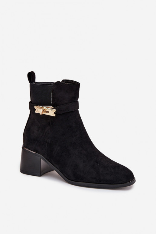 aquecimento Botas femininas com detalhes dourados Klocke cor preta Sarona