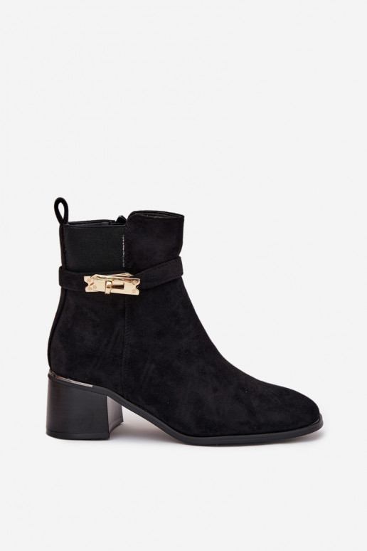 aquecimento Botas femininas com detalhes dourados Klocke cor preta Sarona