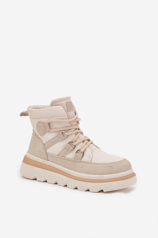 Botas femininas com uma plataforma cor de marfim Liorae