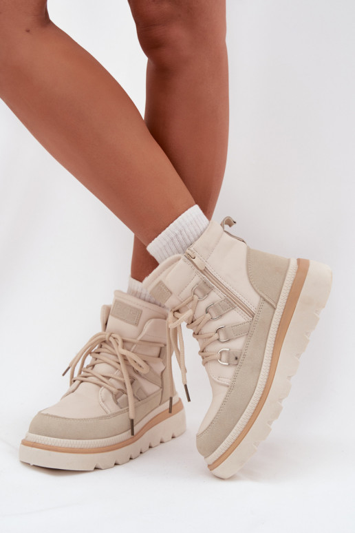 Botas femininas com uma plataforma cor de marfim Liorae