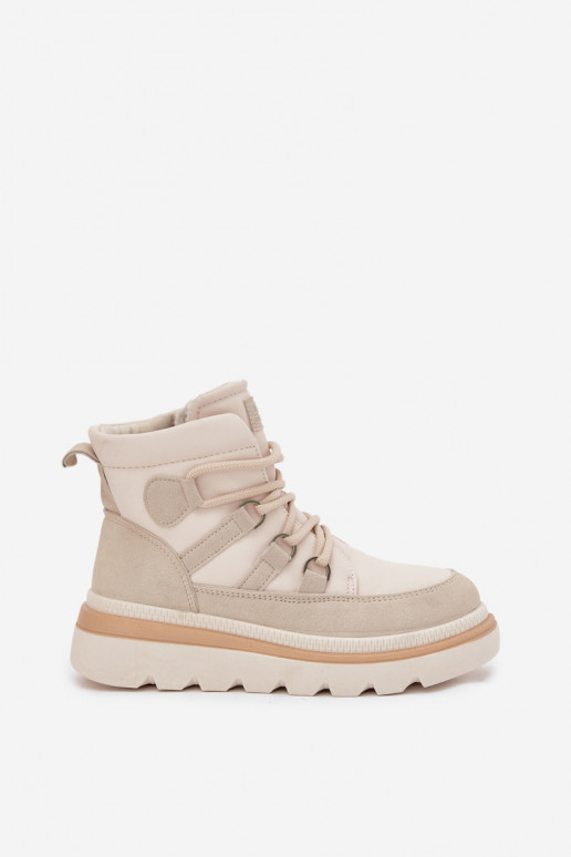 Botas femininas com uma plataforma cor de marfim Liorae