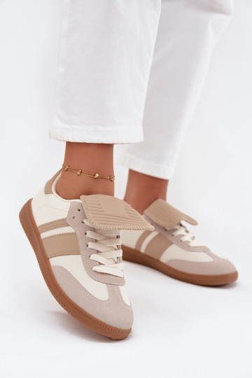 Tênis femininos baixos com língua de nylon cor areia Ardira 2