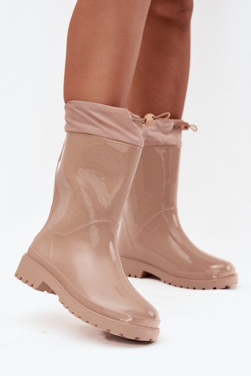 Botas de borracha Feminino com fecho de pressão bege Kessia
