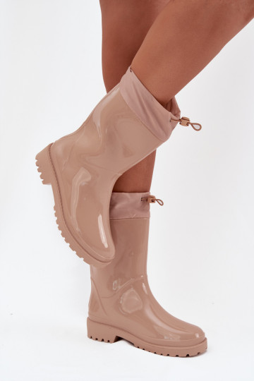 Botas de borracha Feminino com fecho de pressão bege Kessia 2