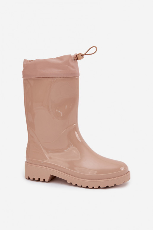 Botas de borracha Feminino com fecho de pressão bege Kessia Botas de borracha Feminino com fecho de pressão bege Kessia