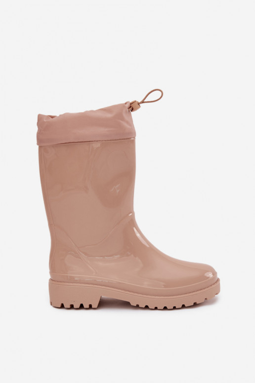 Botas de borracha Feminino com fecho de pressão bege Kessia Botas de borracha Feminino com fecho de pressão bege Kessia