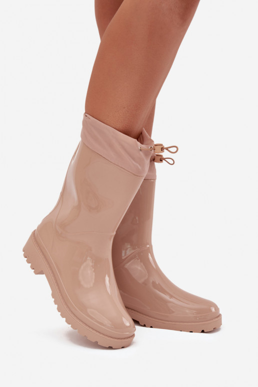 Botas de borracha Feminino com fecho de pressão bege Kessia Botas de borracha Feminino com fecho de pressão bege Kessia