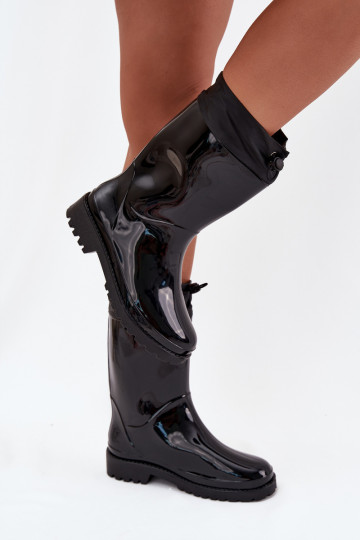 Botas de borracha Feminino com fecho de pressão cor preta Kessia